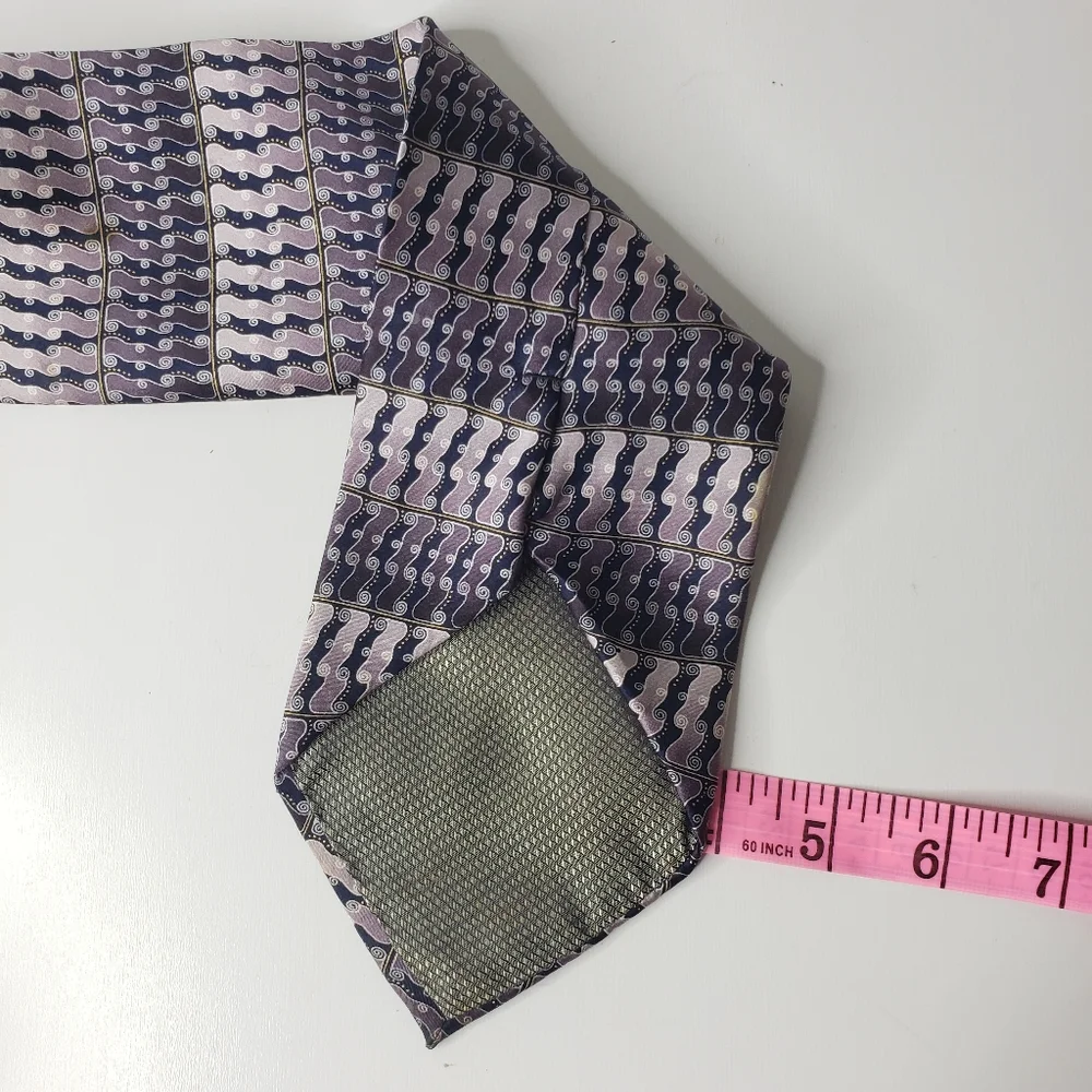 Franco di Napoli Scroll Pattern Hand Made Silk Extra Long Silk Tie
